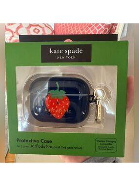 Kate Spade X Target Collab Air Pod Holder/Charger - NIB - Navy Blue/Strawberry